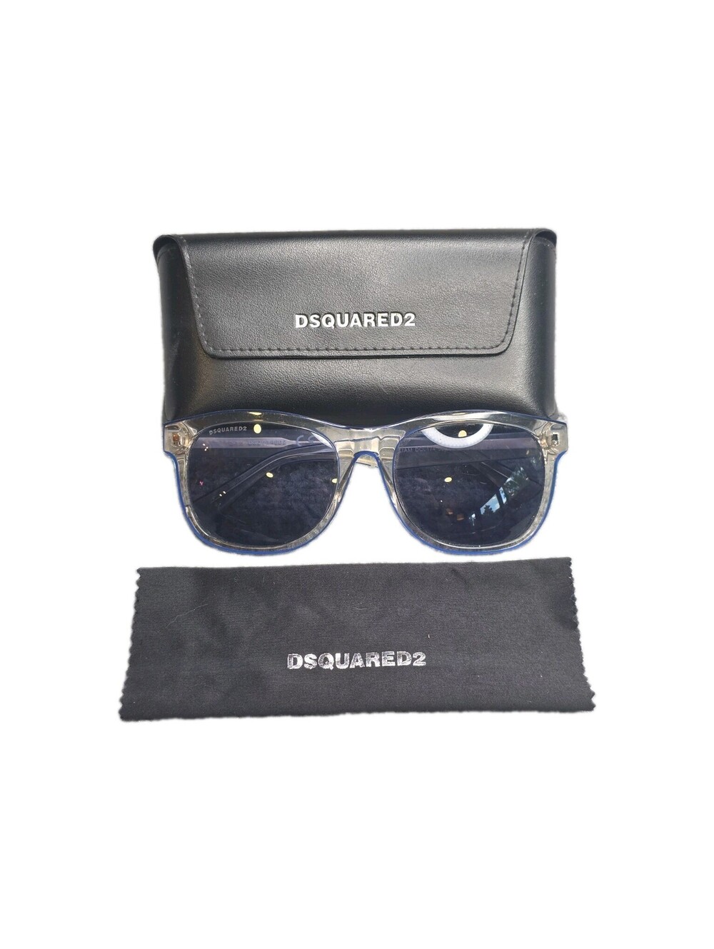 DSQUARED2 Liam Sunglasses DQ0174 26V Clear Blue Square Frame Blue Lens EUC